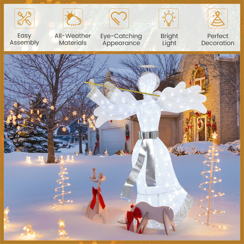 Pre-Lit Angel Christmas Decoration with 100 LED Lights