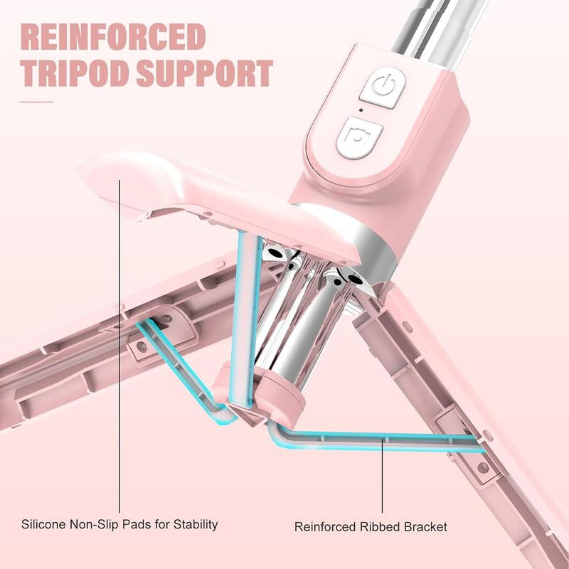 Selfie Stick with Rechargable Remote and Light, Tripod for , Cell Phone Stand for Video Recording, Portable Travel Essentials Smartphone Mount Holder, Extendable Vlogging Filming Accessories