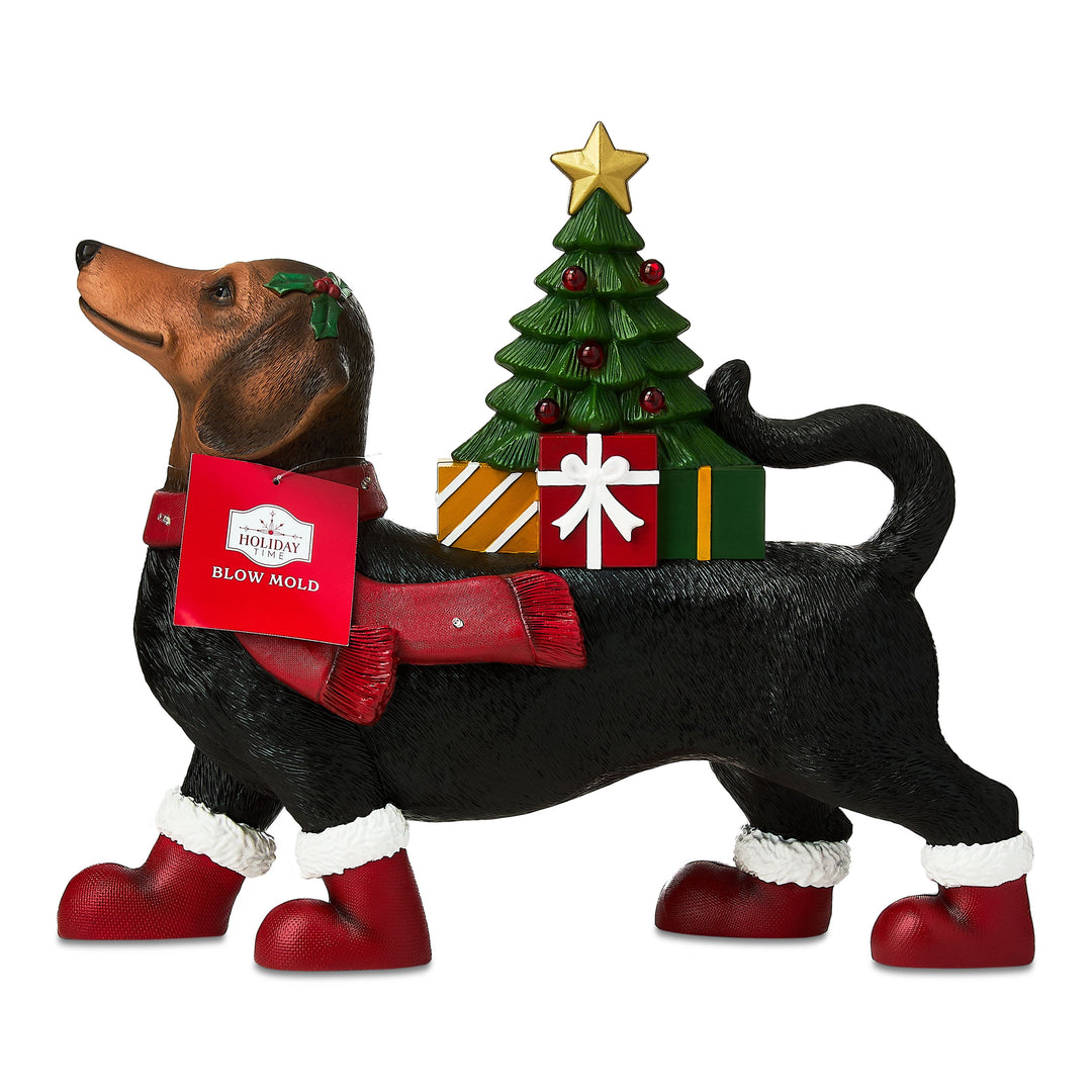 Lighted Blow Mold Dachshund Outdoor Christmas Decoration, Black, 19", by