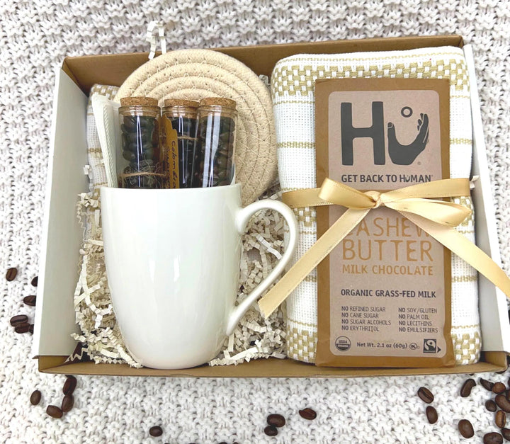 Coffee Lover Gift Box: French Press, Mug & Gourmet Coffee Samples