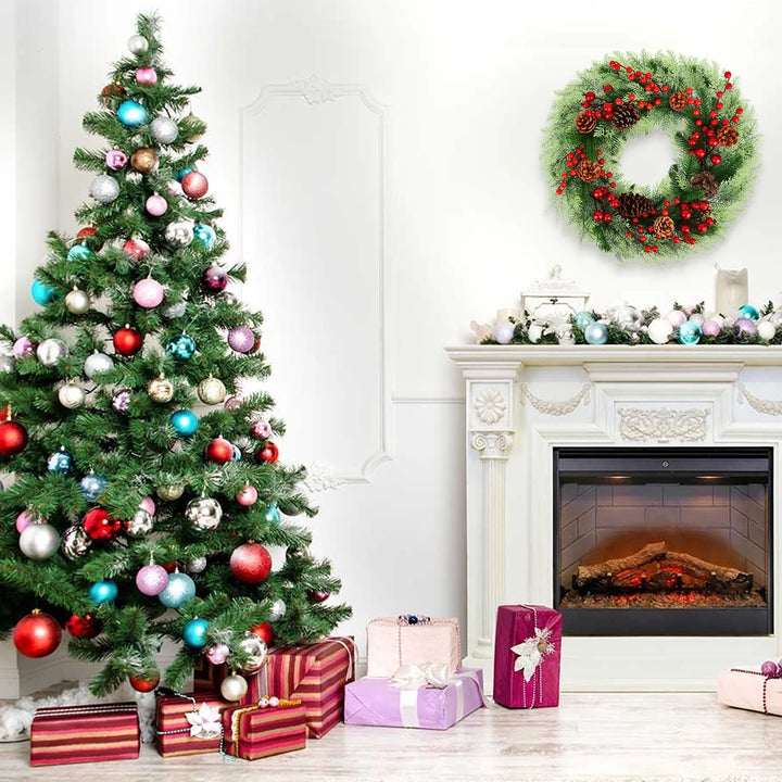 Christmas Wreath,18 Inch Artificial Front Door Wreaths for Hanging Decorations for Home Holiday Indoor/Outdoor Xmas Party Decor Christmas Decoration Simulation Rattan Berry Wreath