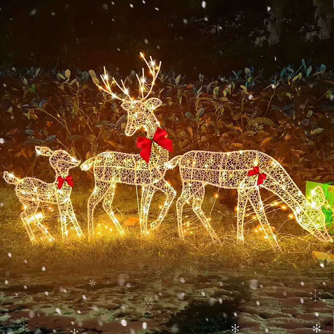 Christmas Decoration Clearance Christmas New Outdoor Decoration Luminous Deer Three Piece Set Gardening Decoration Ornaments Outdoor Christmas Decoration