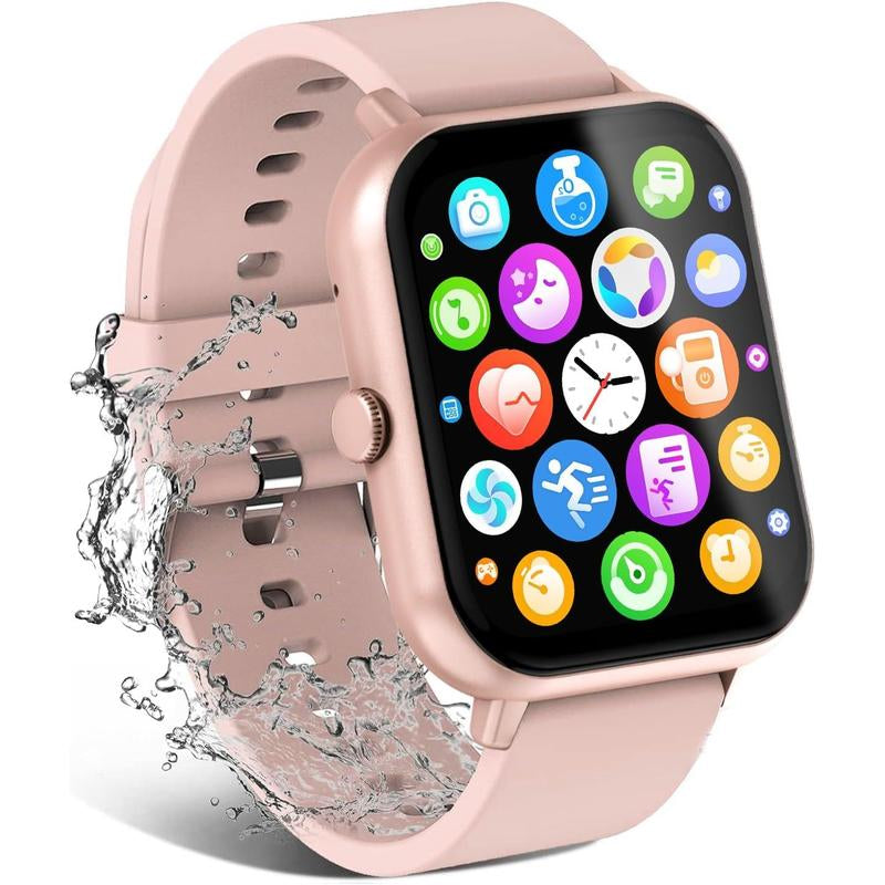 Watch for Men Women Compatible with IOS Android Phone, 1.83" Full Touchscreen IP68 Smartwatch,Fitness with Make/Recive Call 110+ Modes /Sleep ,Pink