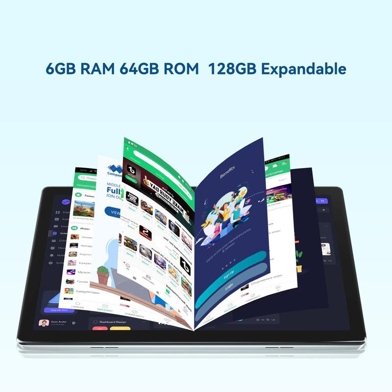 Aeezo Tablet 10.1 Inch Android 13/14 Quad/Octa-Core 64GB ROM, Big Screen, Brightly Color, Large Capacity and Low Consumption, Learning Tablet