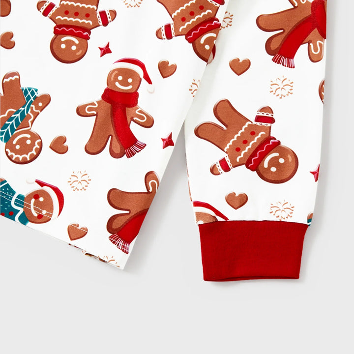 Girls Boys Christmas Pajamas Sets Family Matching Cartoon Gingerbread Man Holiday Flame Retardant Pjs, 2-Piece, Size 12-13 Years