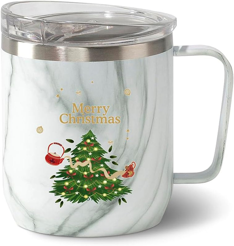Christmas Mug, Christmas Gifts for Women, Men & Adults | Stainless Steel, Vacuum Insulated Coffee Mug with Lid - 10 Oz | Christmas Gifts 2024, Christmas Gift Ideas