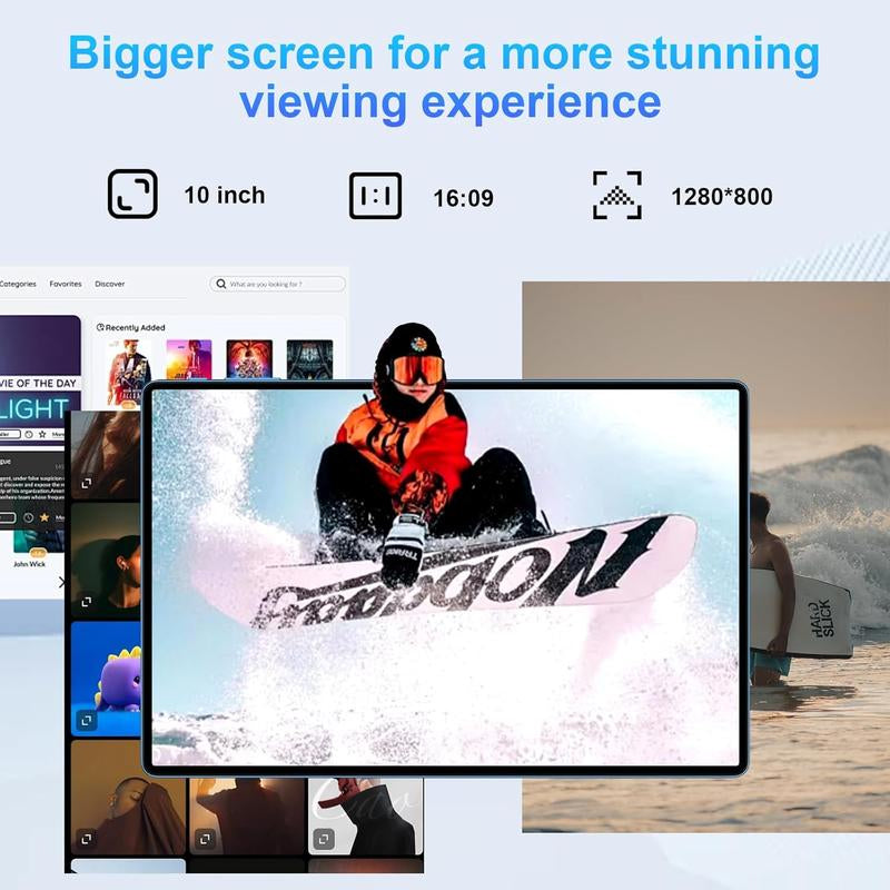 10.1 Inch Android 14 Tablet with Case, 128GB ROM Quad-Core Processor 6000Mah Battery, 1280X800 IPS FHD Touchscreen 8MP Camera, Bluetooth,Wifi,Fathersdaygift