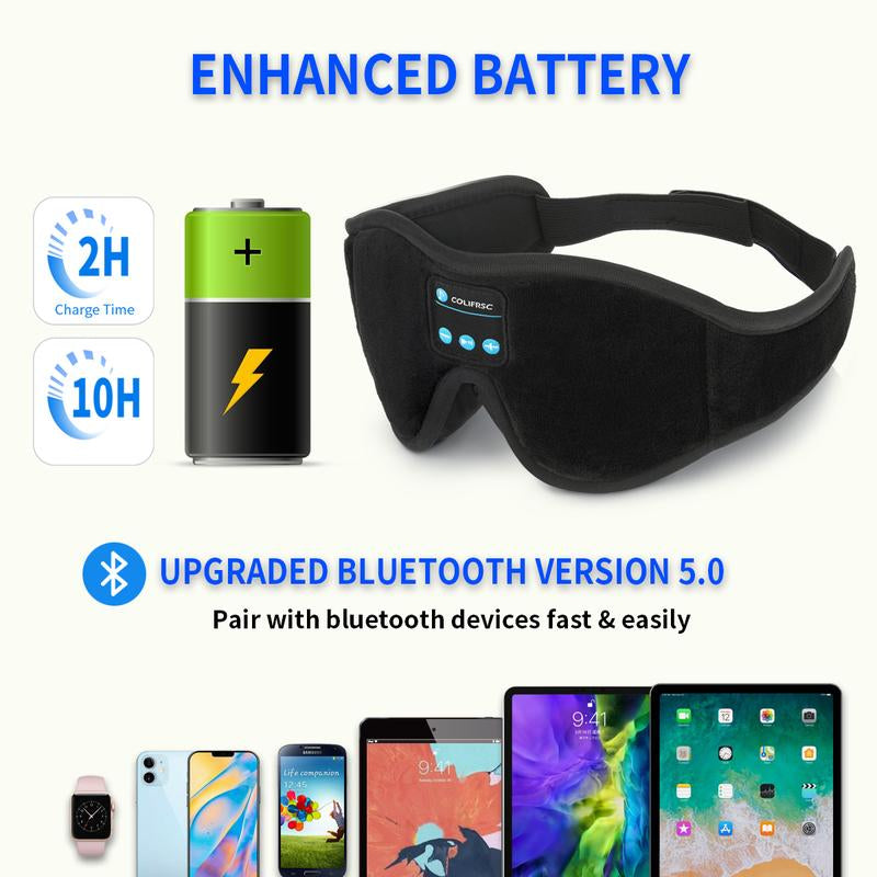 Sleep Mask Bluetooth Eye Mask with White Noise, Bluetooth 5.0 Music Sleep Headphone 3D Eye Mask for Men & Women with Microphone 10 White Noise Sounds 10 Hours Play Time Audio Earphones Wireless Headset Electronic Button Tablet