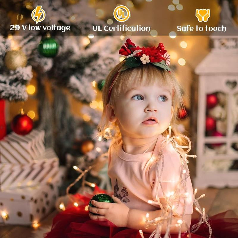 400 LED 33Ft Warm White Icicle Christmas Lights Outdoor Waterproof Curtain String Lights with 8 Modes for Holiday Home Party Decor