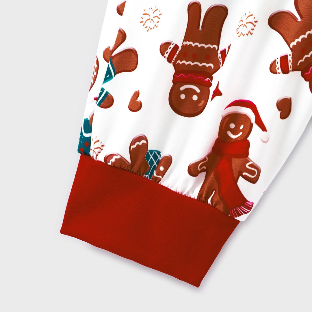 Men’S Pajama Pants Sleep Set Christmas Pajamas Family Matching Long Sleeve Gingerbread Man White Pjs, 2-Piece, Size S