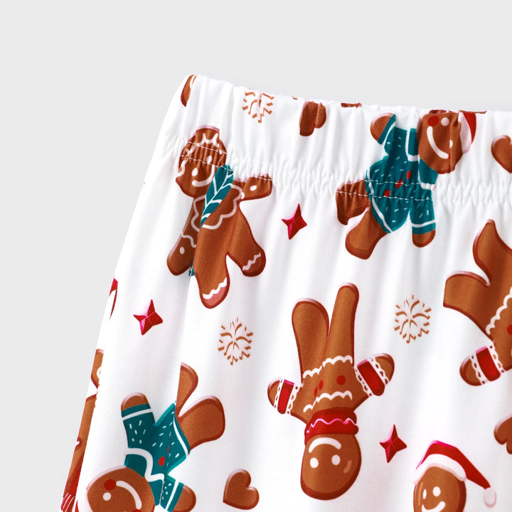 Men’S Pajama Pants Sleep Set Christmas Pajamas Family Matching Long Sleeve Gingerbread Man White Pjs, 2-Piece, Size S