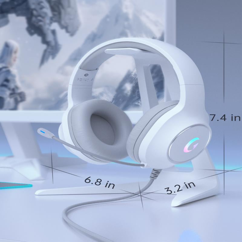 Microphone Active Noise Reduction Gaming Headset, Head-Mounted Wired Headset, Stereo Surround Headset, with RGB Lighting Effects, 50Mm Dynamic Unit, 3.5Mm Audio Jack, Support PS5, PC, Switch, Xboxseries