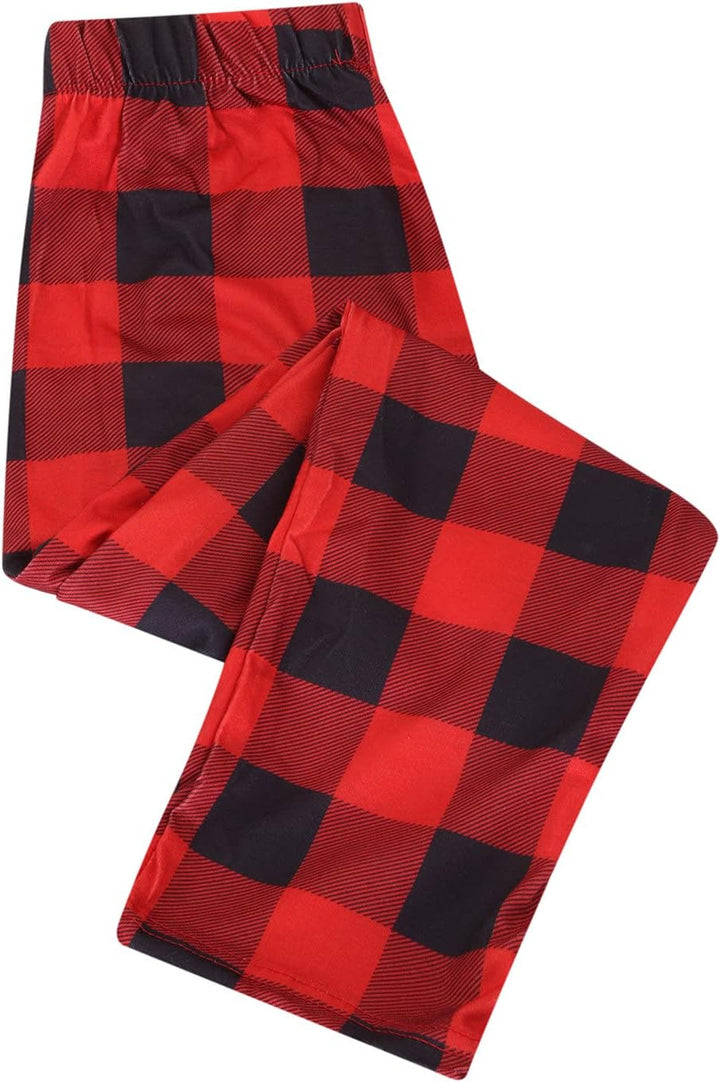 Family Christmas Reindeer Matching Sets, Christmas Pajamas for Family Plaid Sleepwear Pant Matching Xmas Pjs for Family