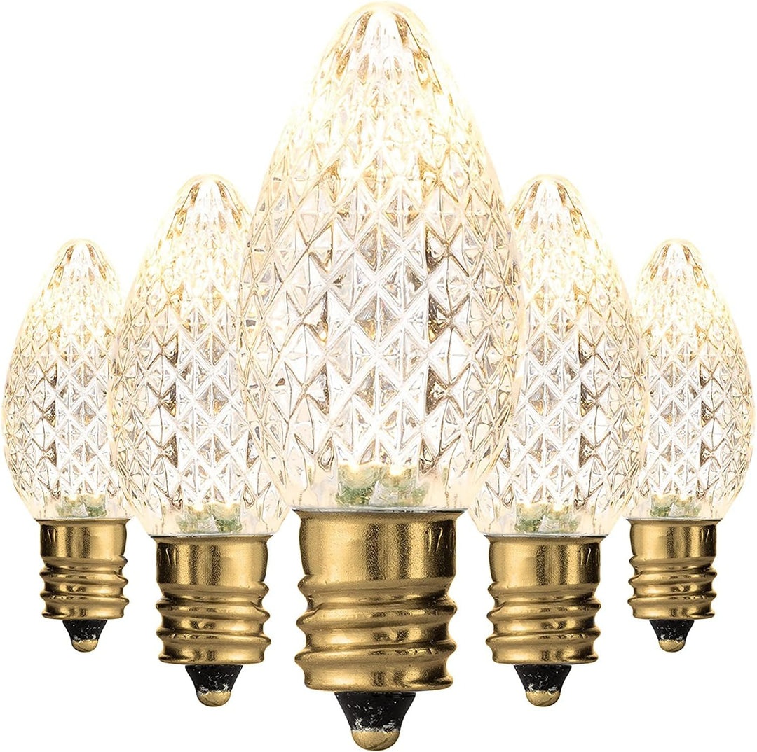 Outdoor String Lights, C7 Outdoor Christmas Lights,25 Interchangeable Colored Christmas Lights, Christmas Lights for Christmas Trees, Decks, Gardens, Parties String Lights (Sun Warm White)