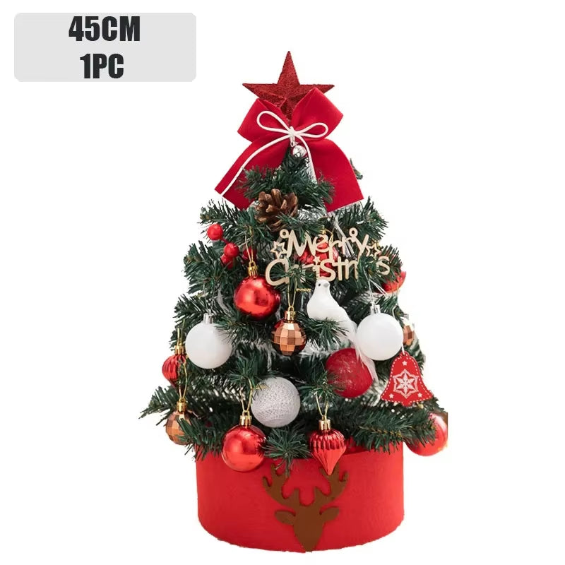 2PCS 2024 Christmas Decoration Desktop Christmas Tree Set Christmas Decoration Ornament Mini Small Christmas Tree Christmas Gift