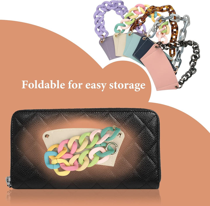 Coffee Sleeves Reusable Coffee Cup Holder with Handle，Decorative Chain to Carry, PU Leather Cup Sleeve, Stylish Cold Drink Holder Portable Cup for Latte Tea Starbucks, Mccafedunkin Donuts