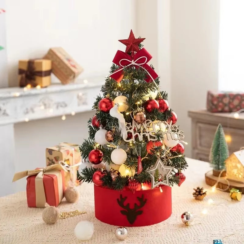 2PCS 2024 Christmas Decoration Desktop Christmas Tree Set Christmas Decoration Ornament Mini Small Christmas Tree Christmas Gift