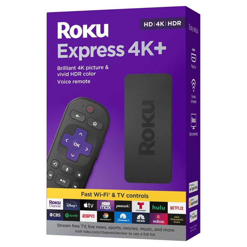 Roku Express 4K+ Streaming Player HDR with Voice Remote with TV Controls