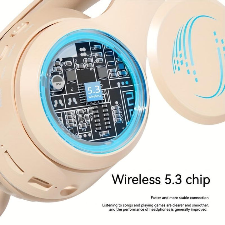 Over-Ear Wireless Headset with Wireless, Foldable Design, Long Battery Life, Support TF Card, Soft Cushion Earmuffs for Smart Phones and Laptops, Comfortable Fit, Suitable for All-Day Wear