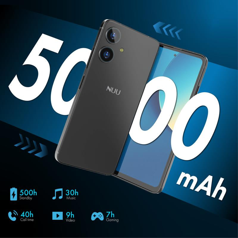 NUU N10 Unlock Smartphone 8GB(4GB+4GB Virtual RAM) +128GB,13MP + 5MP Camera,Android 14 Dual SIM 4G,8-Core 6.6" 90Hz Hd+,5000Mah Battery ,1 Year US Warranty