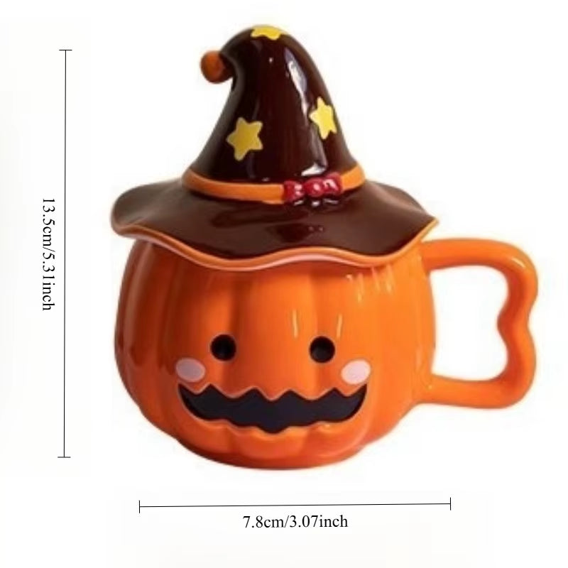 Creative Funny Pumpkin Water Cup High-Looking Cute Cup Gift with Cover Christmas Mug Birthday Gift
