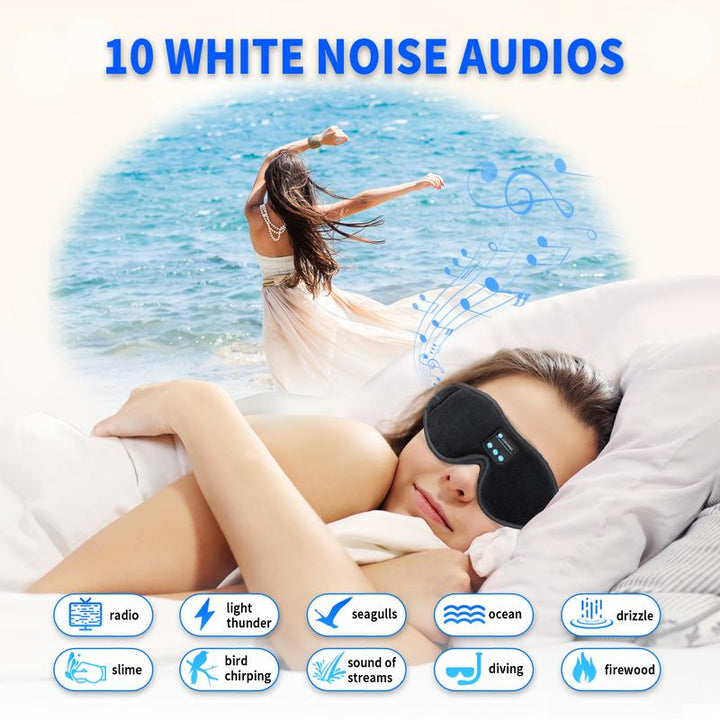 Sleep Mask Bluetooth Eye Mask with White Noise, Bluetooth 5.0 Music Sleep Headphone 3D Eye Mask for Men & Women with Microphone 10 White Noise Sounds 10 Hours Play Time Audio Earphones Wireless Headset Electronic Button Tablet