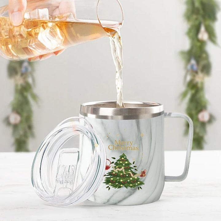 Christmas Mug, Christmas Gifts for Women, Men & Adults | Stainless Steel, Vacuum Insulated Coffee Mug with Lid - 10 Oz | Christmas Gifts 2024, Christmas Gift Ideas