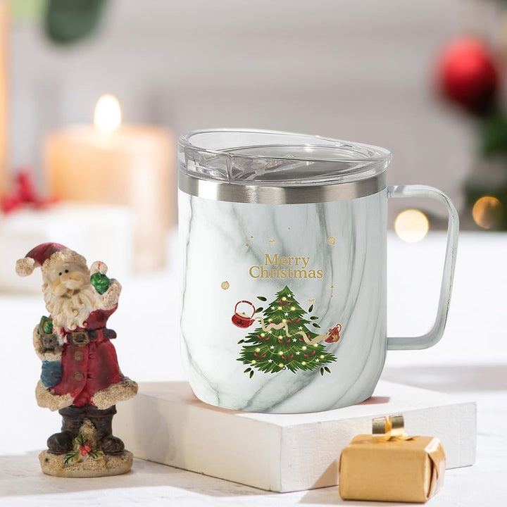 Christmas Mug, Christmas Gifts for Women, Men & Adults | Stainless Steel, Vacuum Insulated Coffee Mug with Lid - 10 Oz | Christmas Gifts 2024, Christmas Gift Ideas
