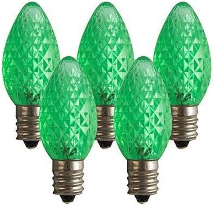 Outdoor String Lights, C7 Outdoor Christmas Lights, 25 Interchangeable Colored Christmas Lights, Christmas Lights for Christmas Trees, Decks, Gardens, Parties String Lights (Green)