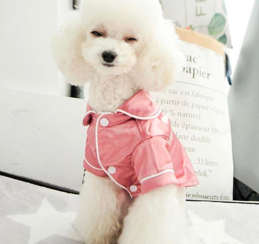 Dog Clothes Pink Pajamas Pet Dog Silk Pajamas, Two-Legged Sleepwear Shirt, Soft and Smooth Pajama for Dogs