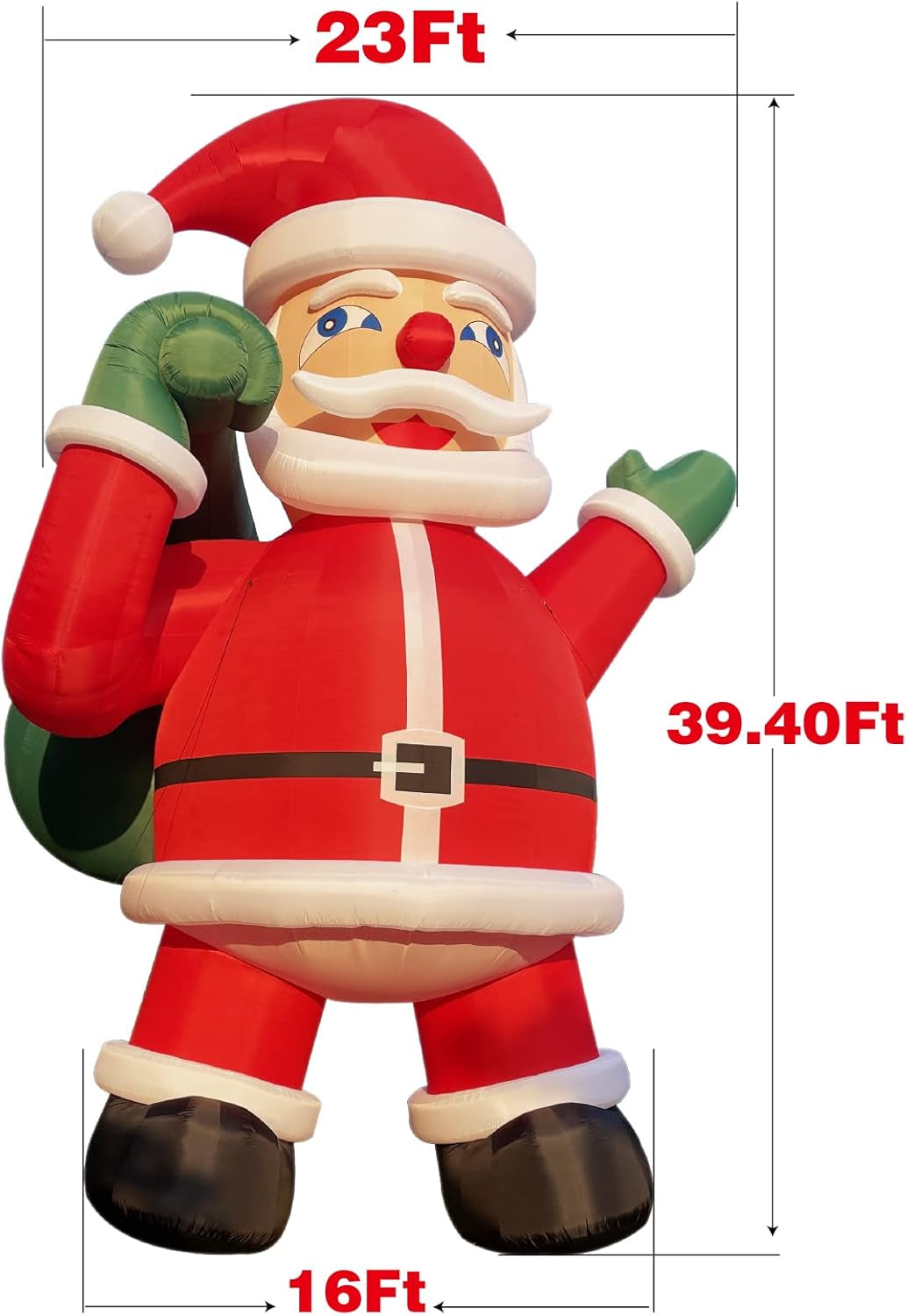 Giant 40Ft Premium Christmas Inflatable Santa Claus with Blower Blow up Christmas Decorations Outdoor Holiday Decor for Outdoor Yard Lawn Christmas Party (Without Build-In LED Lights)