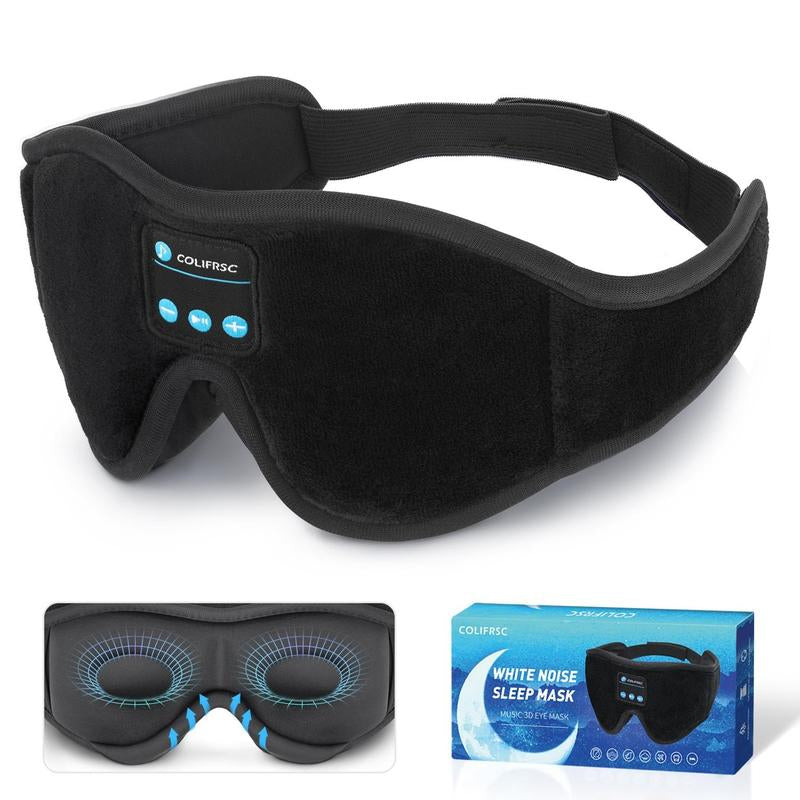 Sleep Mask Bluetooth Eye Mask with White Noise, Bluetooth 5.0 Music Sleep Headphone 3D Eye Mask for Men & Women with Microphone 10 White Noise Sounds 10 Hours Play Time Audio Earphones Wireless Headset Electronic Button Tablet