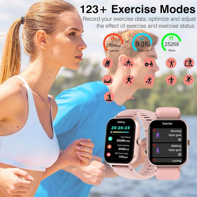 Watch for Men Women Compatible with IOS Android Phone, 1.83" Full Touchscreen IP68 Smartwatch,Fitness with Make/Recive Call 110+ Modes /Sleep ,Pink