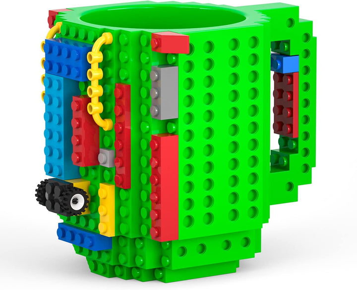 Build on Brick Mug, Cool Coffee Mugs for Kids, Creative Novelty Building Block Cups, Funny Coffee Mug for Men Adults Women Xmas Christmas - Green