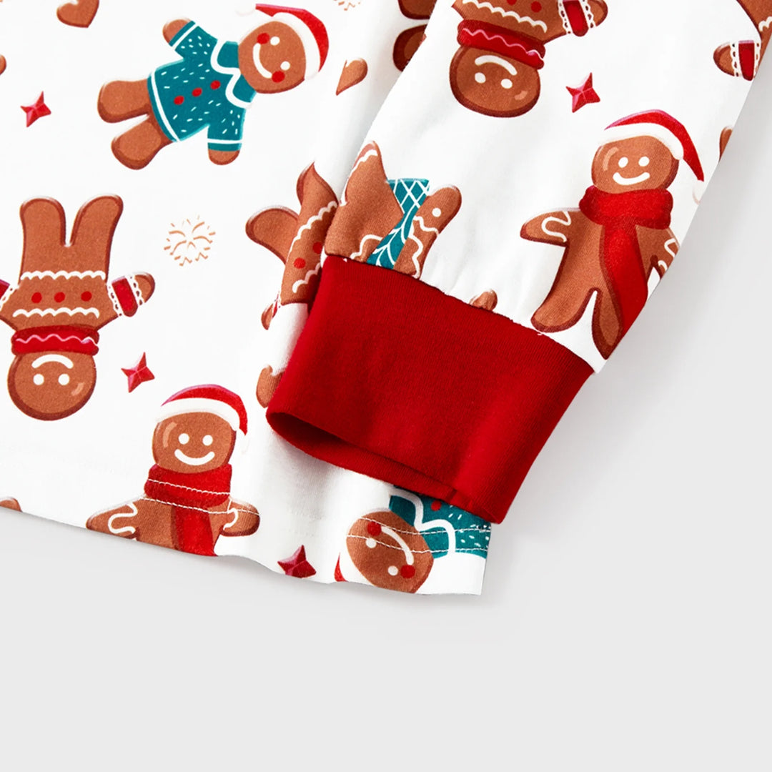 Men’S Pajama Pants Sleep Set Christmas Pajamas Family Matching Long Sleeve Gingerbread Man White Pjs, 2-Piece, Size S