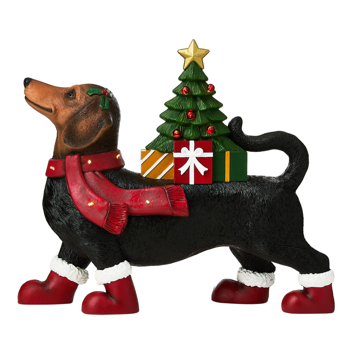 Lighted Blow Mold Dachshund Outdoor Christmas Decoration, Black, 19", by