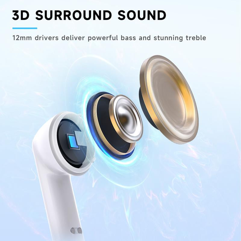 Wireless Earbuds, Bluetooth 5.3 Headphones Bass Stereo, Ear Buds with Noise Cancelling Mic LED Display, 2.4Ghz Gaming Earbuds, 36Hs Playtime for Meta Quest 3/2, PS5/4, Steam Deck, VR, Switch, PC