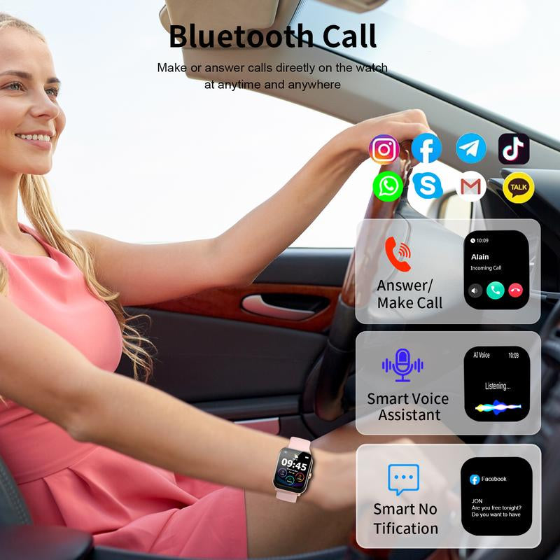Smart Watch, 1.85"HD Smartwatches for Men Women, (Answer/Make Calls), with 100+ Sport Modes, IP68 Waterproof Fitness Watch, Smartwatch for Android Ios Devices Screen Relojinteligente Information Notification