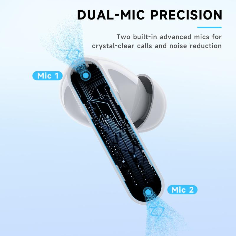 Wireless Earbuds, Bluetooth 5.3 Headphones Bass Stereo, Ear Buds with Noise Cancelling Mic LED Display, 2.4Ghz Gaming Earbuds, 36Hs Playtime for Meta Quest 3/2, PS5/4, Steam Deck, VR, Switch, PC
