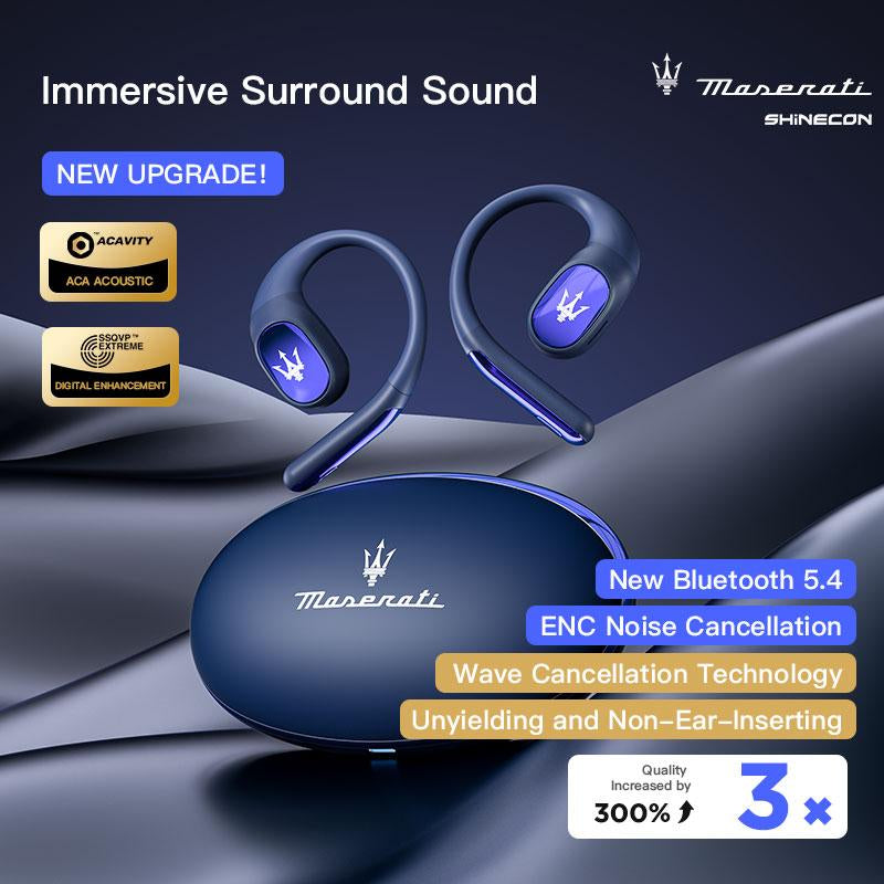Maserati Co-Branded Wireless Earbuds Sports, Bluetooth 5.4 Headphones, 36H Battery Life Over-Ear Buds with 2 ENC Noise Cancelling Mic, Deep Bass Earphones with Earhooks, IPX6 Waterproof Fitness Headset for Gym Running Workout