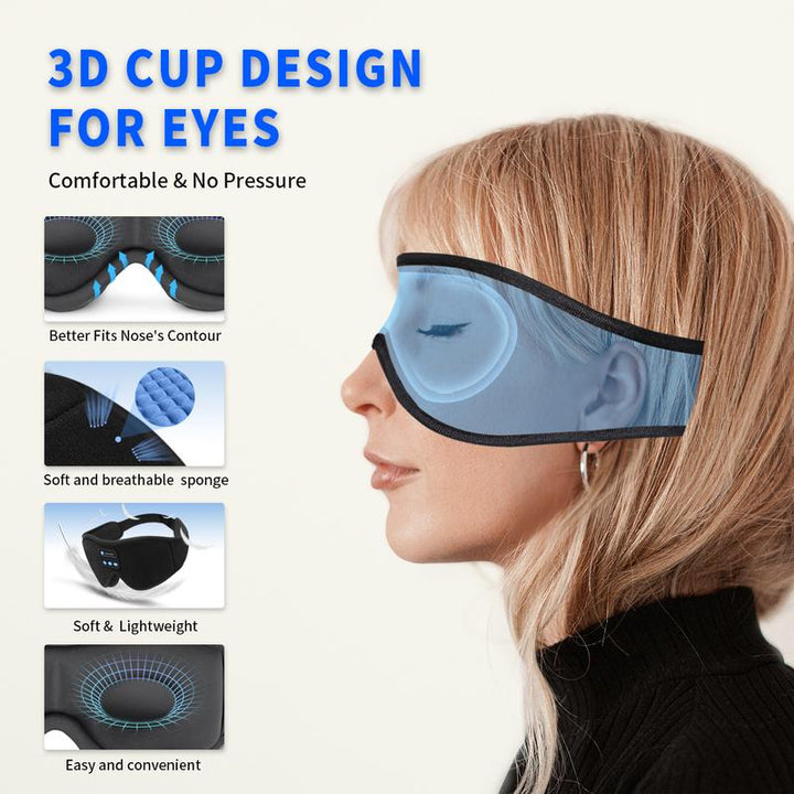 Sleep Mask Bluetooth Eye Mask with White Noise, Bluetooth 5.0 Music Sleep Headphone 3D Eye Mask for Men & Women with Microphone 10 White Noise Sounds 10 Hours Play Time Audio Earphones Wireless Headset Electronic Button Tablet