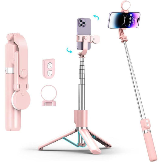Selfie Stick with Rechargable Remote and Light, Tripod for , Cell Phone Stand for Video Recording, Portable Travel Essentials Smartphone Mount Holder, Extendable Vlogging Filming Accessories
