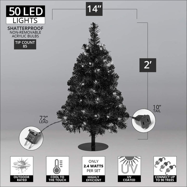 2 Ft Christmas Tree Tabletop Christmas Tree Christmas Decorations Outdoor LED Christmas Tree Small Christmas Pathway Lights (50 Multicolor LED Lights)
