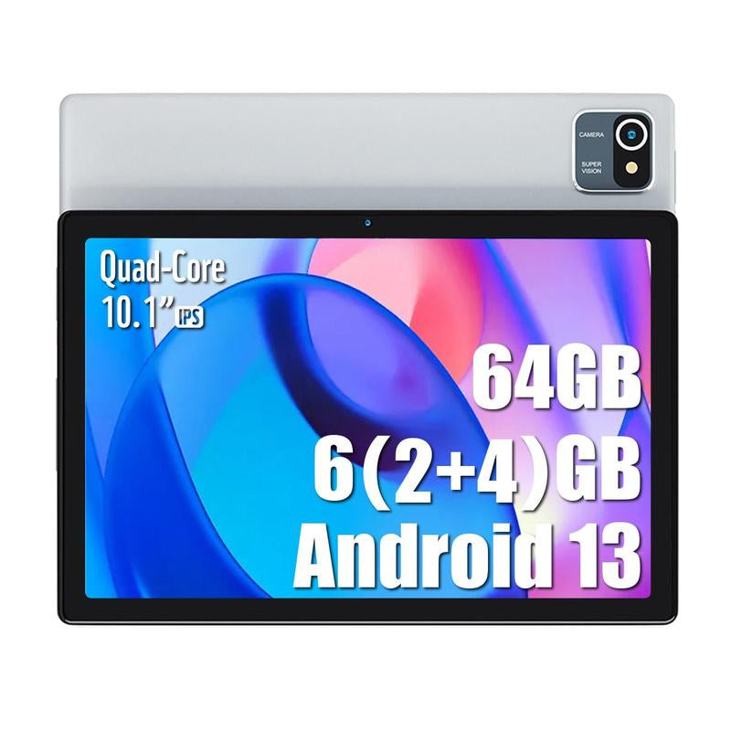 Aeezo Tablet 10.1 Inch Android 13/14 Quad/Octa-Core 64GB ROM, Big Screen, Brightly Color, Large Capacity and Low Consumption, Learning Tablet