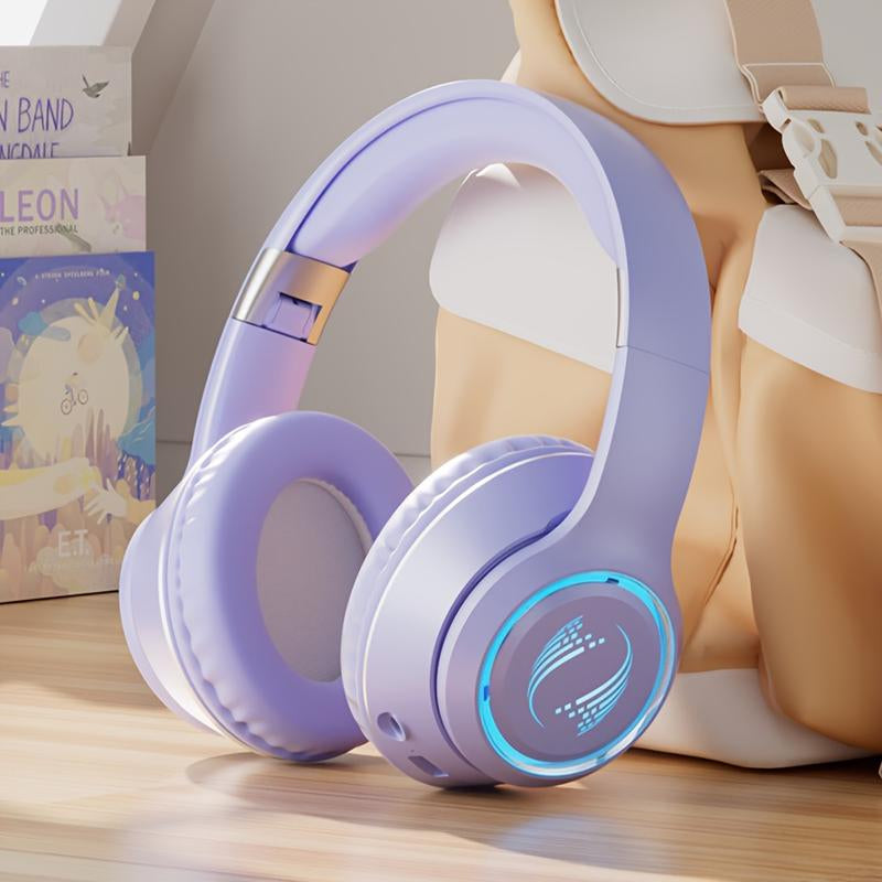 Over-Ear Wireless Headset with Wireless, Foldable Design, Long Battery Life, Support TF Card, Soft Cushion Earmuffs for Smart Phones and Laptops, Comfortable Fit, Suitable for All-Day Wear