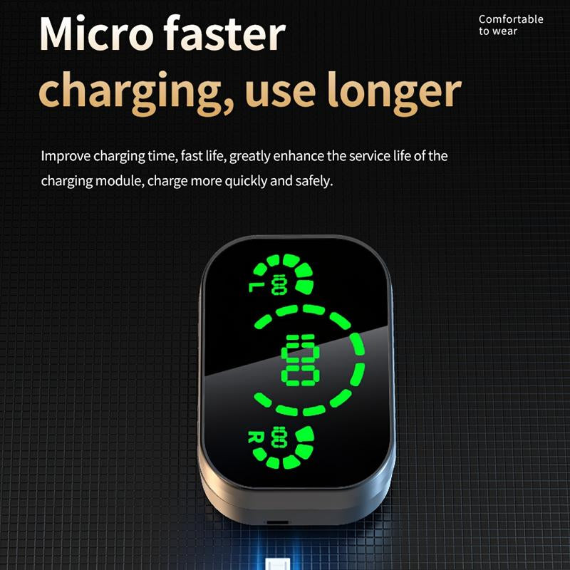 Xmenha Wireless Headset Earphones, Mini Earphones, Battery Level Display, Ultra Long Battery Life, and High Sound Quality Black Earbud