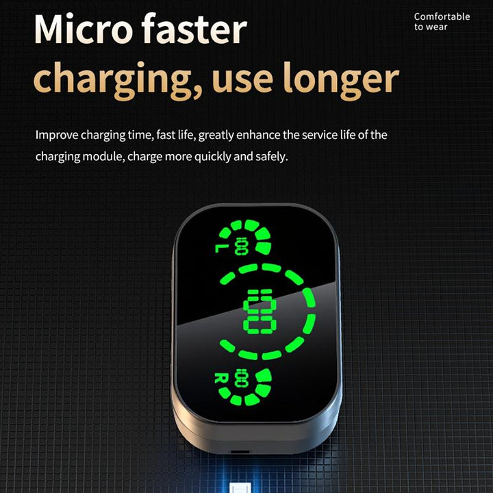 Xmenha Wireless Headset Earphones, Mini Earphones, Battery Level Display, Ultra Long Battery Life, and High Sound Quality Black Earbud