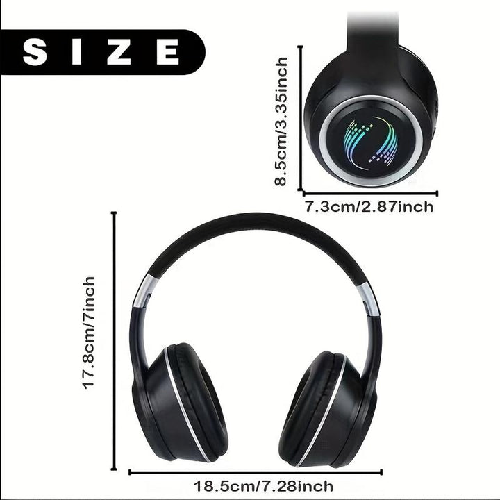 Over-Ear Wireless Headset with Wireless, Foldable Design, Long Battery Life, Support TF Card, Soft Cushion Earmuffs for Smart Phones and Laptops, Comfortable Fit, Suitable for All-Day Wear