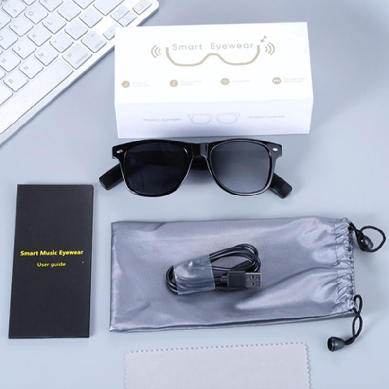 Jueyue Smart with UV Protection, Wearable Outdoor Sunglasses with Earphones and Microphone Bluetooth Glasses Smart Sunglass