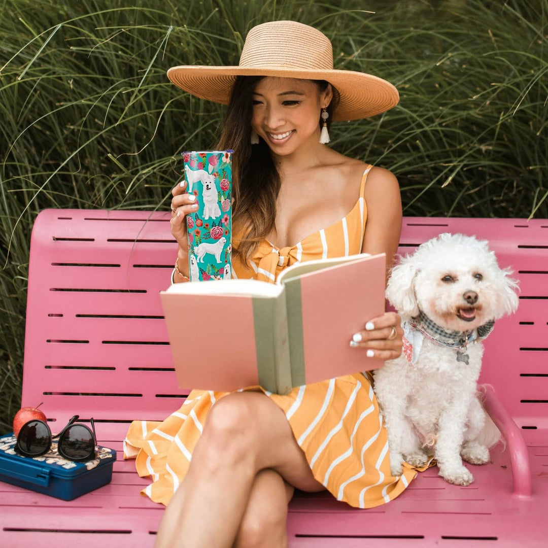 Great Pyrenees Dog 20 Oz Dog Printtumbler,Tumbler with Lid and Straw Travel Cup Stainless Steel Tumbler Coffee Pyrenees Dog Mug for Dog Lover Gifts